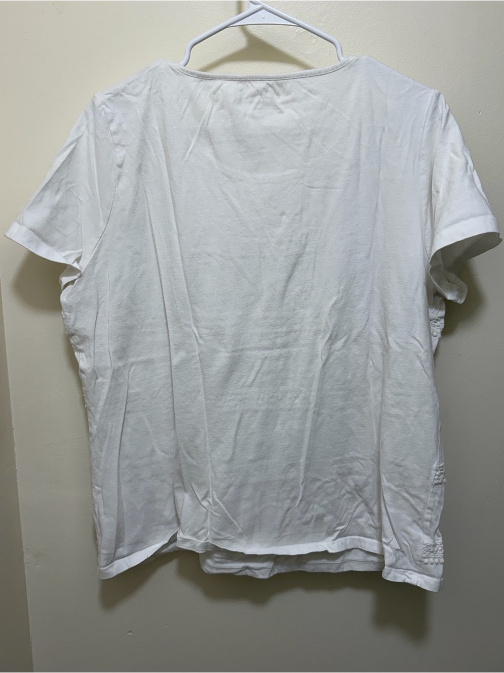 Talbots White Short-Sleeve Crochet-Trim Tee - Picture 3 of 4